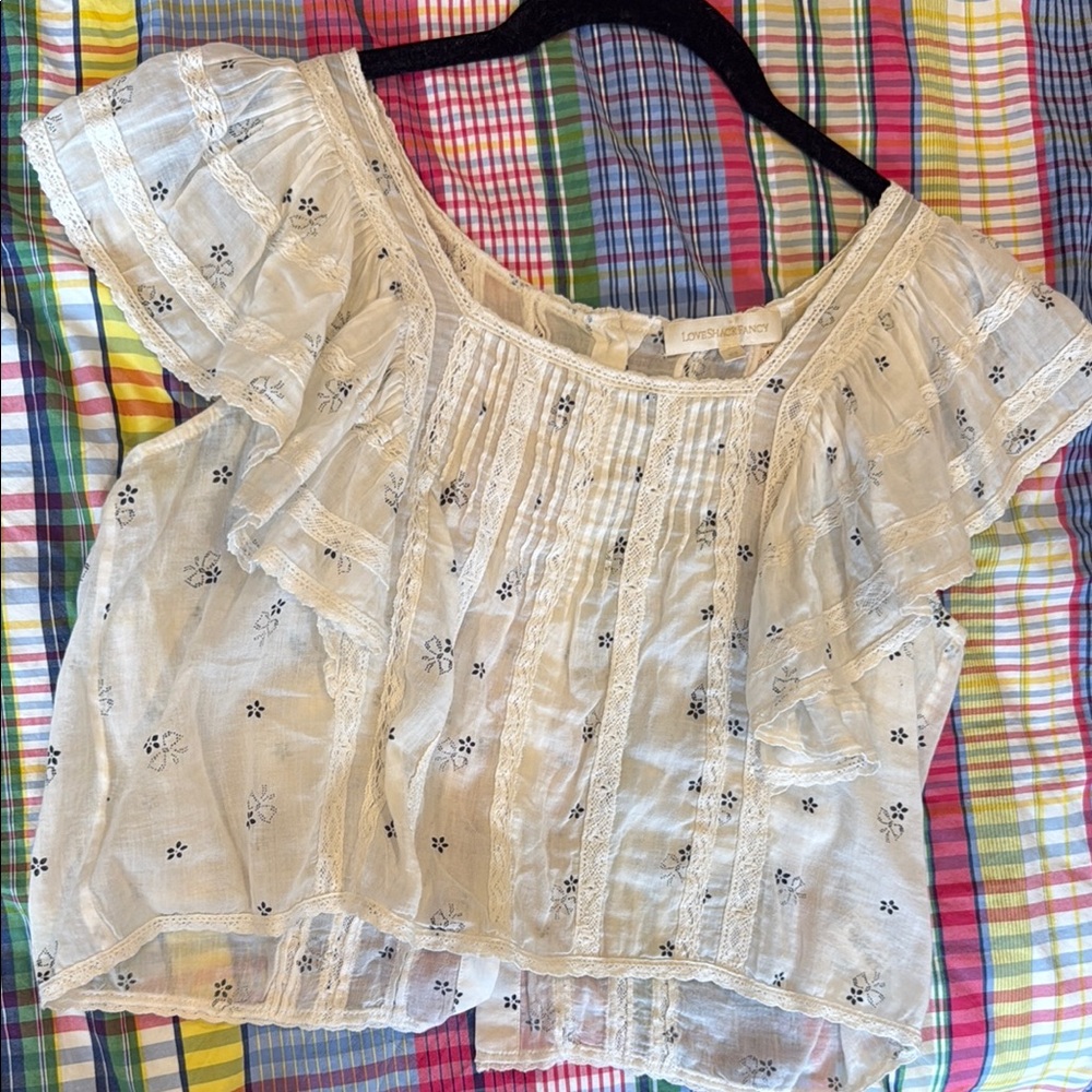 LoveShackFancy Cream Floral Blouse
